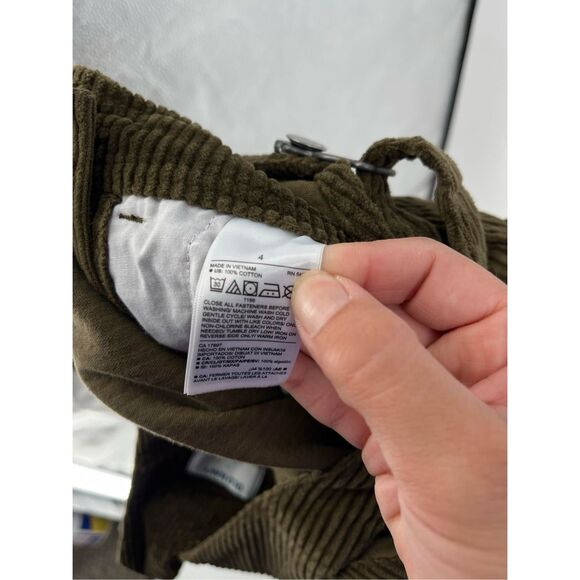 Old Navy Women’s corduroy slouchy straight workwear overalls army green Size 4 - Picture 8 of 11